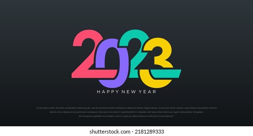 Happy new year logo 2023 with colorful concept