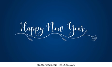 Happy New Year Logo. Abstract Hand drawn creative calligraphy vector logo design. New year Logo Design