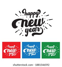 Happy New Year logo. Happy new year celebration vector logo. Typographic happy new year vector design. New year party logo. 