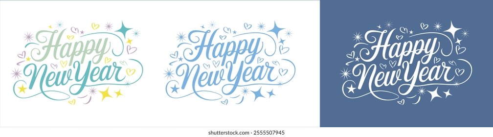 happy New Year Logo Design Vector Illustration