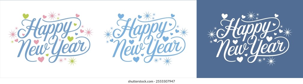 happy New Year Logo Design Vector Illustration