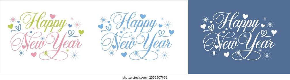 happy New Year Logo Design Vector Illustration