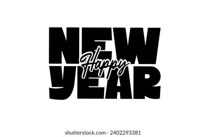 Happy new year logo. Modern streetwear style. Aesthetic lettering design. 