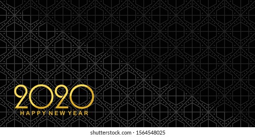 Happy New Year logo text design. Cover of business diary for 2020 with elegant pattern background. Brochure design template, card, banner. Vector illustration vol 8.