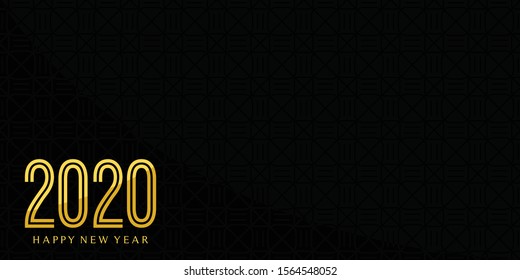Happy New Year logo text design. Cover of business diary for 2020 with elegant pattern background. Brochure design template, card, banner. Vector illustration vol 12.