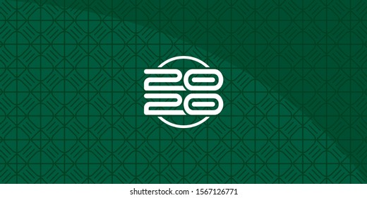 Happy New Year logo text design. Cover of business diary for 2020 with geometric pattern on green background. Brochure design template, card, banner. Vector illustration vol 22.