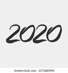 Happy New Year logo text design. Calligraphic inscription, creative cover for 2020 with wishes. Brochure design template, card, banner. Letters on a white background Vector Illustration.