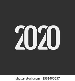 Happy New Year logo text design. Сreative cover for 2020 with wishes. Brochure design template, card, banner. Light letters on a dark background Vector Illustration.