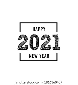 Happy New Year logo text design. 2021 number design template