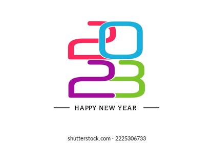 Happy new year logo text design 2023 with colorful creative concept