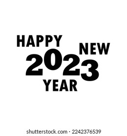 Happy New Year logo text design. 2023 number design template. Collection of 2023 Happy New Year symbols. Vector illustration with black labels isolated on white background