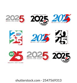 Happy New Year logo text design. 2025 number design template. Vector illustration