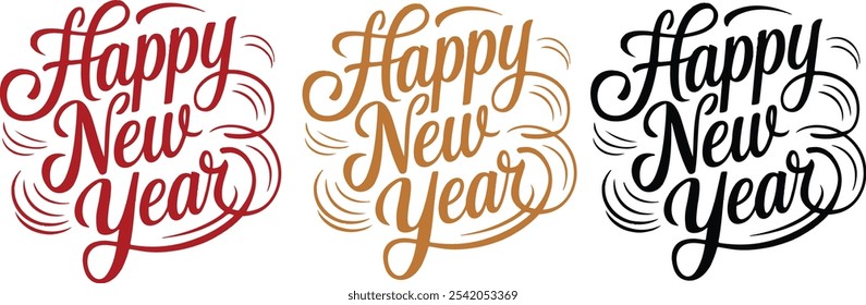 Feliz año Nuevo logo Arte vectorial e ilustración