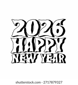 Feliz año nuevo tipo de Vector de logotipo, archivo Eps. 