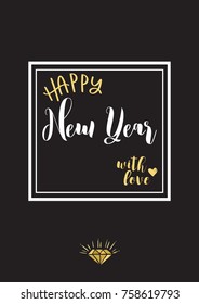 Happy New Year with love. Vector illustration.