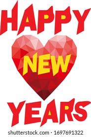 Happy new year with a low poly heart design