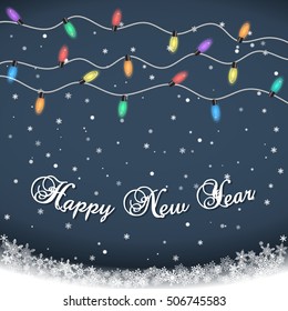 Happy New Year. Luminous Electric Garland,