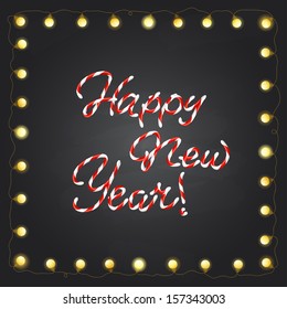 Happy New Year made of candy