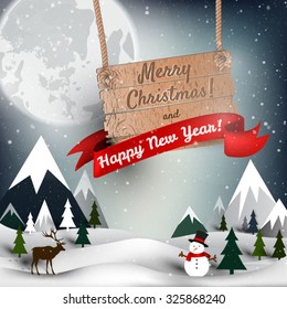 Happy New year an Mary Christmas background, vector card, party invitation