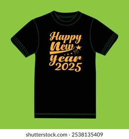 Happy new year  men's t -shirt design illustration  .