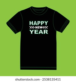 Happy new year  men's t -shirt design illustration  .