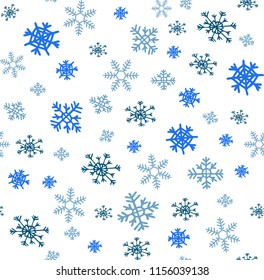 Happy New Year and Merry Christmas seamless pattern for greeting card, Background, wrapping paper, with handdrawn snowflakes. EPS 8