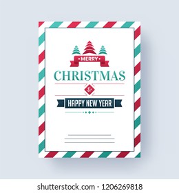 Happy New Year and Merry Christmas template or greeting card design for festival celebration concept.