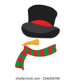 Happy New Year and Merry Christmas. Hat and scarve with various accessories for the Christmas holiday. Flat style, vector.