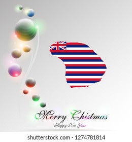 Happy New Year and Merry Christmas Lanai. Lanai map in Lanai flag colors. Vector illustration.




