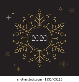 Happy New Year, Merry christmas background with clean modern design of geometric snowflakes