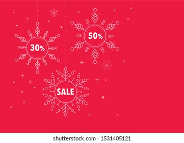 Happy New Year, Merry christmas background with clean modern design of geometric snowflakes