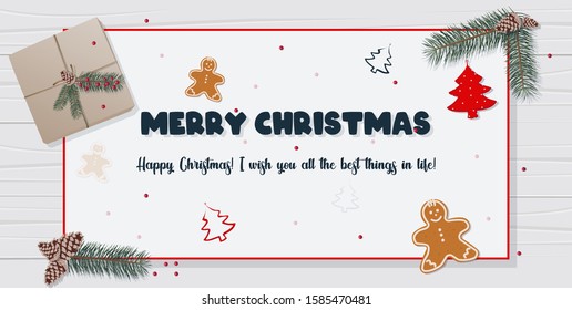 Happy New year and merry Christmas greeting card