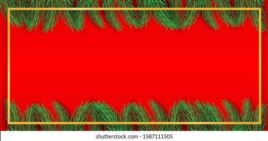 Happy new year and Merry Christmas. Design with christmas tree on red background. vector. illustration.
