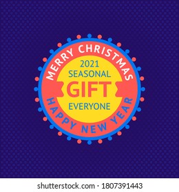 Happy New Year and Merry Christmas sticker, vector illustration 10eps