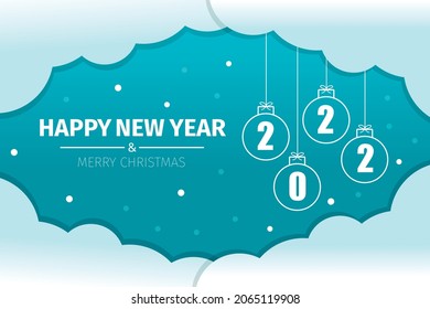 Happy New Year Merry Christmas Cloud Vector