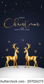 Happy New Year and Merry Christmas Poster Template. Vector Illustration EPS10