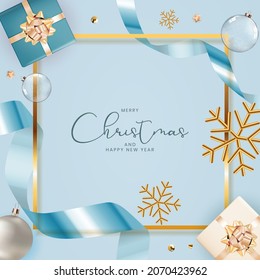 Happy New Year and Merry Christmas Poster Template. Vector Illustration EPS10