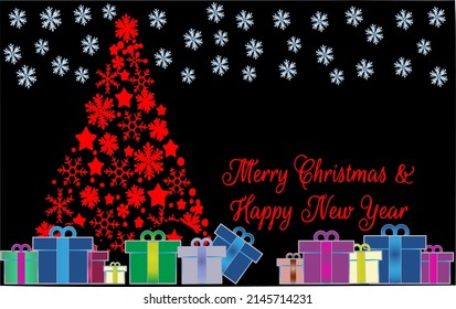 Happy New Year and Merry Christmas. Greeting card vector