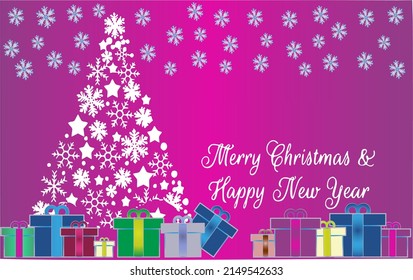 Happy New Year and Merry Christmas. Greeting card vector