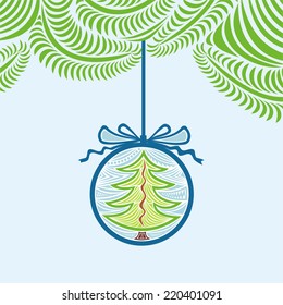 Happy new year merry christmas card vector illustration