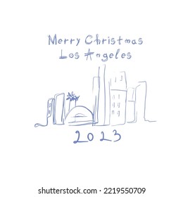 Happy New Year. Merry Christmas Los Angeles Card. 