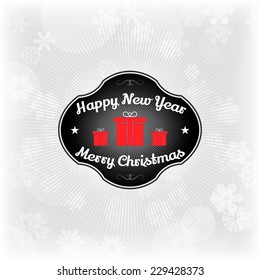 Happy New Year and Merry Christmas vector illustration for holiday design, party poster, greeting card, banner or invitation.