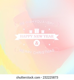 Happy New Year and Merry Christmas vector illustration for holiday design, party poster, greeting card, banner or invitation.