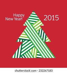 Happy New Year. Merry Christmas. Congratulation. Christmas tree. Christmas card. Vector illustration.