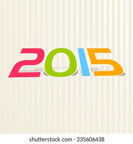 Happy New Year and Merry Christmas celebrations poster or banner design with colorful text 2015 on stylish background.