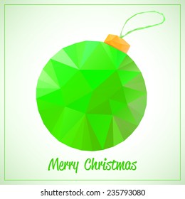 Happy New Year and Merry Christmas abstract vector symbol - green triangles toy or ball with thread