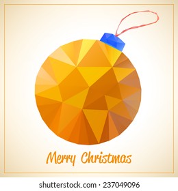 Happy New Year and Merry Christmas abstract vector symbol - orange triangles toy or ball with thread