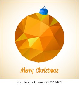 Happy New Year and Merry Christmas abstract vector symbol - orange triangles toy or ball 