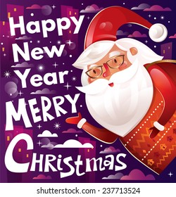 Happy New Year and Merry Christmas. Santa Claus