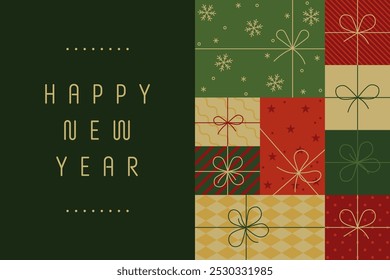 Happy new year. Merry Christmas. Gifts with bows and ribbons. Stack of colorful present gift boxes. Set of wrapped gift boxes isolated on background. Sale and shopping